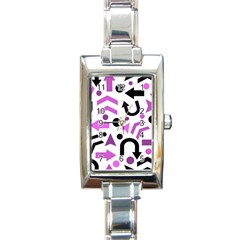 Magenta Direction Pattern Rectangle Italian Charm Watch by Valentinaart