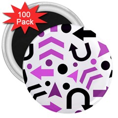 Magenta Direction Pattern 3  Magnets (100 Pack) by Valentinaart