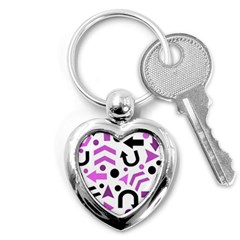 Magenta Direction Pattern Key Chains (heart)  by Valentinaart