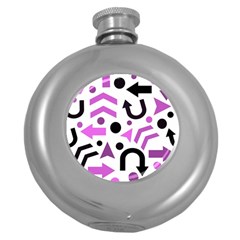 Magenta Direction Pattern Round Hip Flask (5 Oz) by Valentinaart