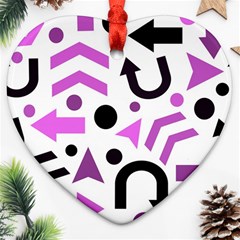 Magenta Direction Pattern Heart Ornament (2 Sides) by Valentinaart