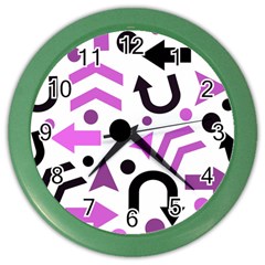 Magenta Direction Pattern Color Wall Clocks by Valentinaart