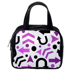 Magenta Direction Pattern Classic Handbags (one Side) by Valentinaart