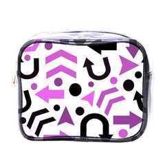 Magenta Direction Pattern Mini Toiletries Bags by Valentinaart