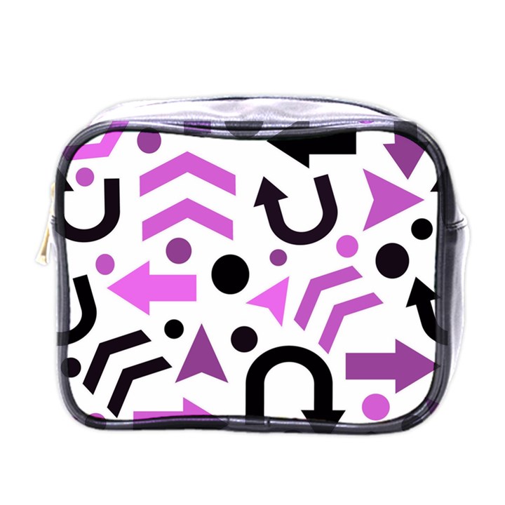 Magenta direction pattern Mini Toiletries Bags