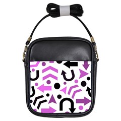 Magenta Direction Pattern Girls Sling Bags by Valentinaart