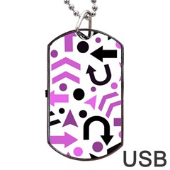 Magenta Direction Pattern Dog Tag Usb Flash (one Side) by Valentinaart