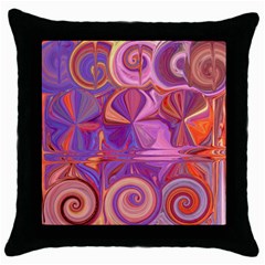 Candy Abstract Pink, Purple, Orange Throw Pillow Case (black)