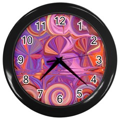 Candy Abstract Pink, Purple, Orange Wall Clocks (black)