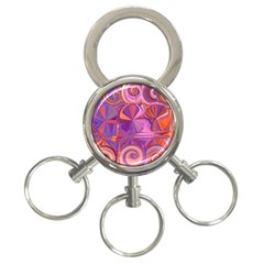 Candy Abstract Pink, Purple, Orange 3-ring Key Chains