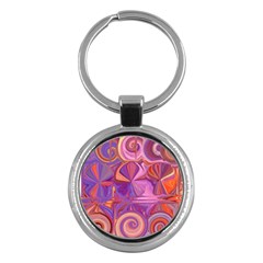 Candy Abstract Pink, Purple, Orange Key Chains (round) 