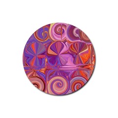 Candy Abstract Pink, Purple, Orange Rubber Round Coaster (4 Pack)  by digitaldivadesigns