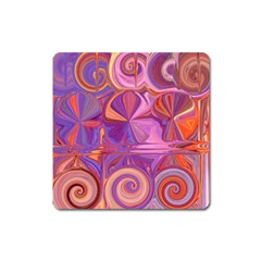 Candy Abstract Pink, Purple, Orange Square Magnet