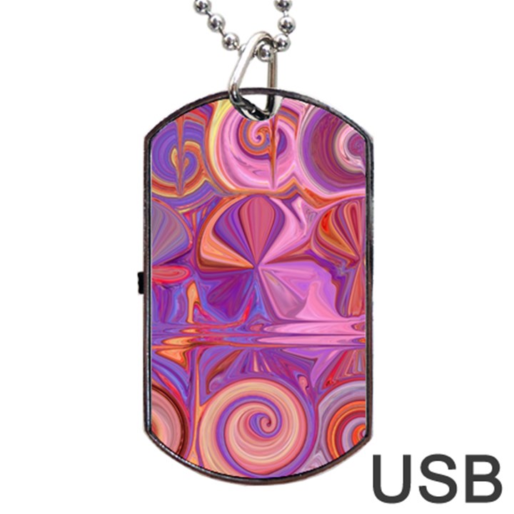 Candy Abstract Pink, Purple, Orange Dog Tag USB Flash (One Side)