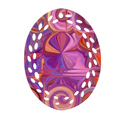 Candy Abstract Pink, Purple, Orange Oval Filigree Ornament (2-side) 