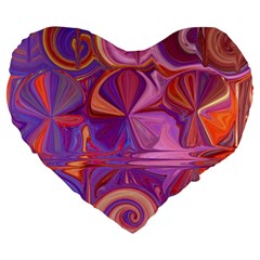 Candy Abstract Pink, Purple, Orange Large 19  Premium Heart Shape Cushions