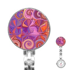 Candy Abstract Pink, Purple, Orange Stainless Steel Nurses Watch