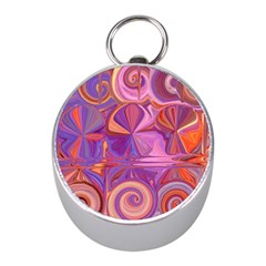 Candy Abstract Pink, Purple, Orange Mini Silver Compasses