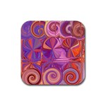 Candy Abstract Pink, Purple, Orange Rubber Coaster (Square)  Front