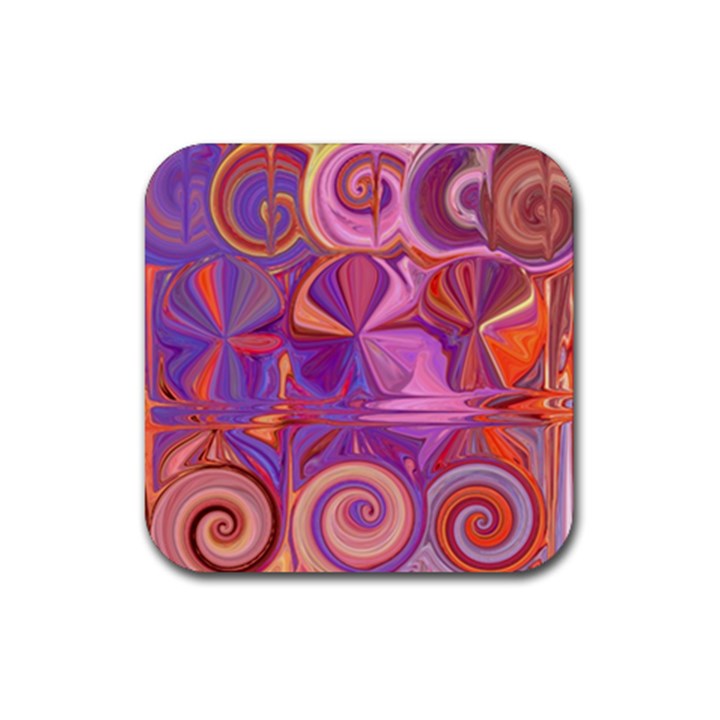 Candy Abstract Pink, Purple, Orange Rubber Coaster (Square) 