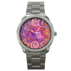 Candy Abstract Pink, Purple, Orange Sport Metal Watch