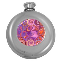 Candy Abstract Pink, Purple, Orange Round Hip Flask (5 Oz)