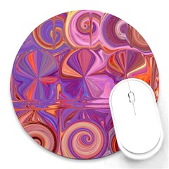 Candy Abstract Pink, Purple, Orange Round Mousepads by digitaldivadesigns