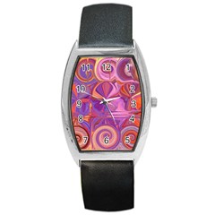 Candy Abstract Pink, Purple, Orange Barrel Style Metal Watch by digitaldivadesigns