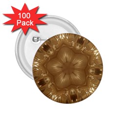 Elegant Gold Brown Kaleidoscope Star 2 25  Buttons (100 Pack)  by yoursparklingshop