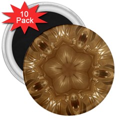 Elegant Gold Brown Kaleidoscope Star 3  Magnets (10 Pack)  by yoursparklingshop