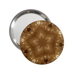 Elegant Gold Brown Kaleidoscope Star 2 25  Handbag Mirrors by yoursparklingshop