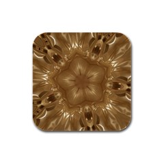 Elegant Gold Brown Kaleidoscope Star Rubber Square Coaster (4 Pack)  by yoursparklingshop