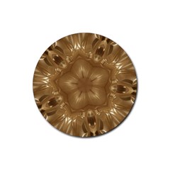 Elegant Gold Brown Kaleidoscope Star Rubber Coaster (round)  by yoursparklingshop