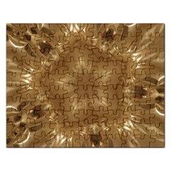 Elegant Gold Brown Kaleidoscope Star Rectangular Jigsaw Puzzl by yoursparklingshop