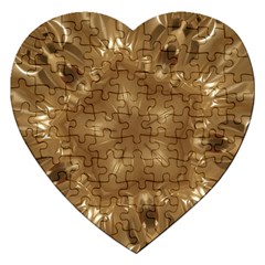 Elegant Gold Brown Kaleidoscope Star Jigsaw Puzzle (heart) by yoursparklingshop