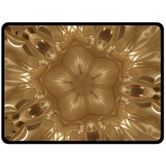 Elegant Gold Brown Kaleidoscope Star Fleece Blanket (large)  by yoursparklingshop