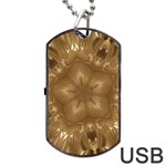 Elegant Gold Brown Kaleidoscope Star Dog Tag USB Flash (Two Sides)  Front