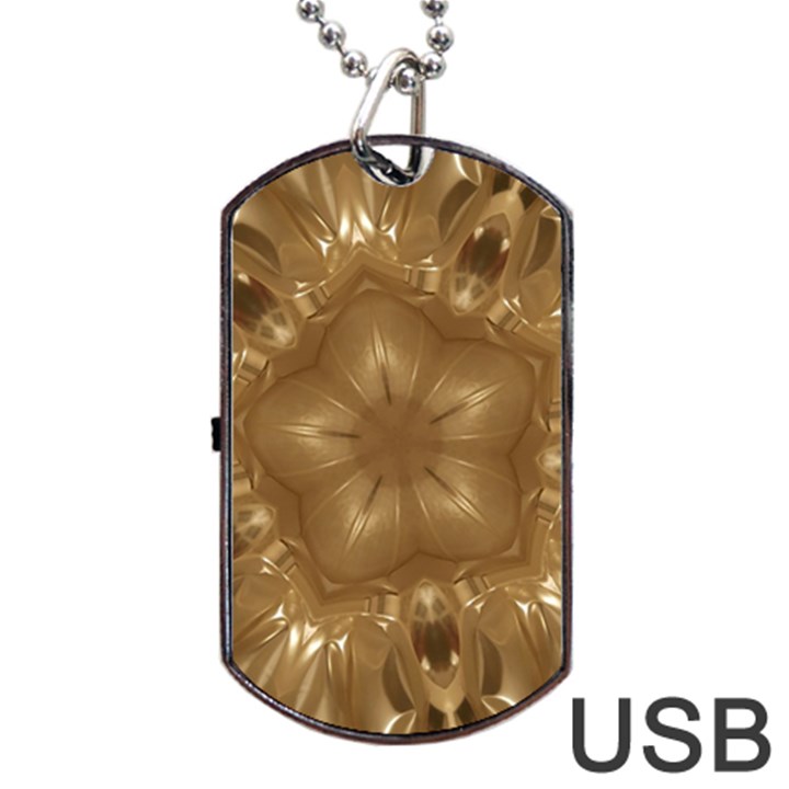 Elegant Gold Brown Kaleidoscope Star Dog Tag USB Flash (Two Sides) 