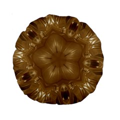 Elegant Gold Brown Kaleidoscope Star Standard 15  Premium Round Cushions by yoursparklingshop