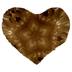 Elegant Gold Brown Kaleidoscope Star Large 19  Premium Heart Shape Cushions by yoursparklingshop