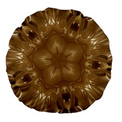 Elegant Gold Brown Kaleidoscope Star Large 18  Premium Flano Round Cushions by yoursparklingshop