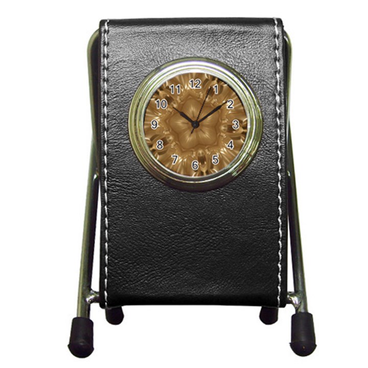 Elegant Gold Brown Kaleidoscope Star Pen Holder Desk Clocks