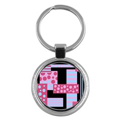 Pink Collage Key Chains (round)  by Valentinaart