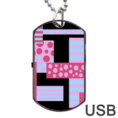 Pink Collage Dog Tag Usb Flash (two Sides)  by Valentinaart