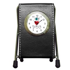 I Love You Pen Holder Desk Clocks by Valentinaart