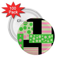 Green And Pink Collage 2 25  Buttons (100 Pack)  by Valentinaart