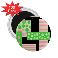 Green And Pink Collage 2 25  Magnets (100 Pack)  by Valentinaart