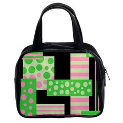 Green And Pink Collage Classic Handbags (2 Sides) by Valentinaart