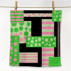 Green And Pink Collage Face Towel by Valentinaart