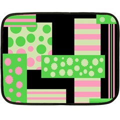 Green And Pink Collage Fleece Blanket (mini) by Valentinaart